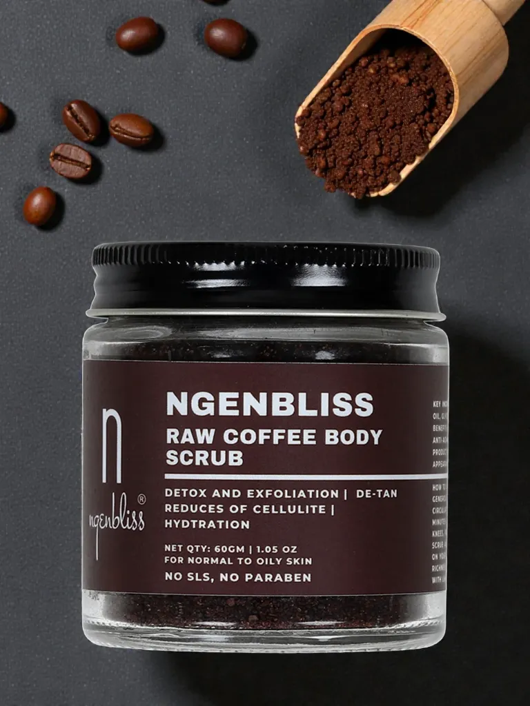 Raw Coffee Body Scrub 60g - Deep Exfoliation & Tan Removal - Ngenbliss