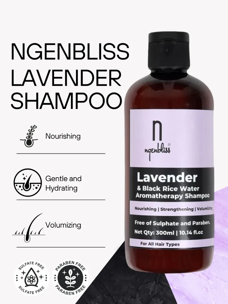 Lavender & Black Rice Water Aromatherapy Shampoo 300ml - No Sulphate No Paraben - Ngenbliss