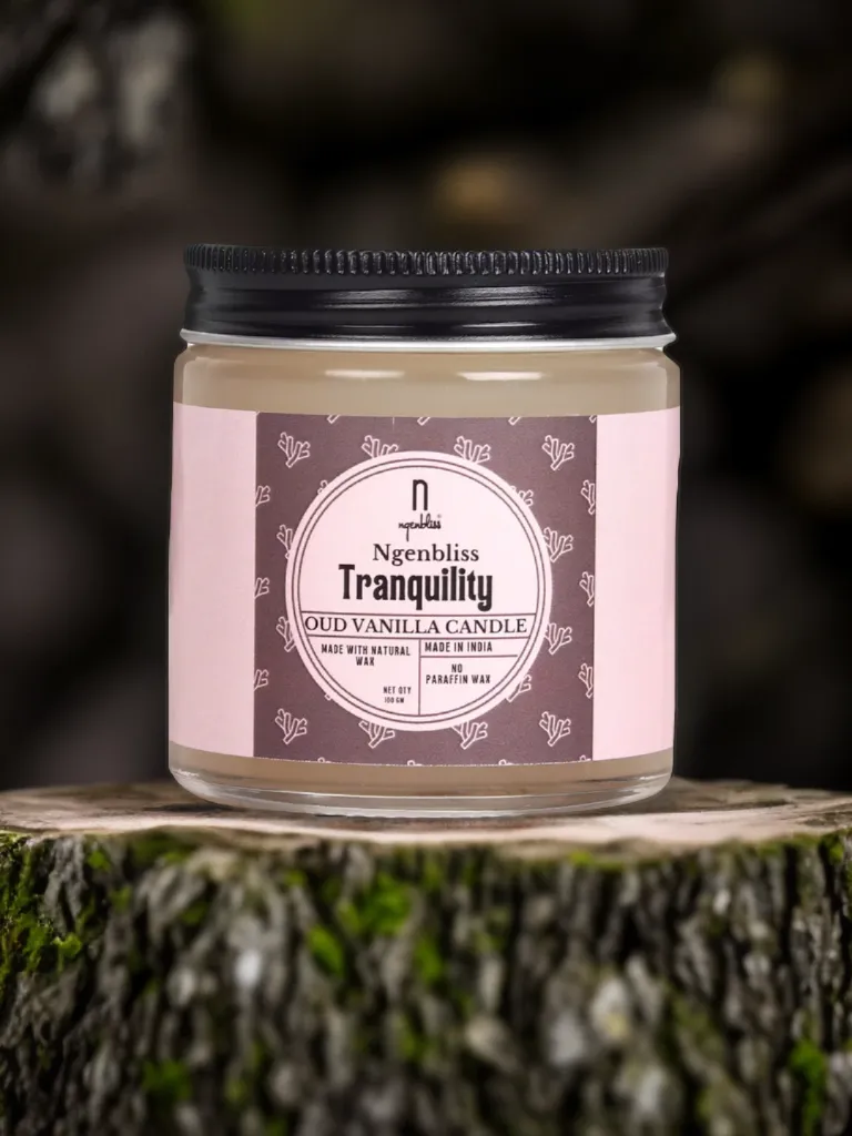 Tranquility Oud Vanilla Candle - Natural Wax Luxury Aromatherapy for Home Relaxation 100gm Candle